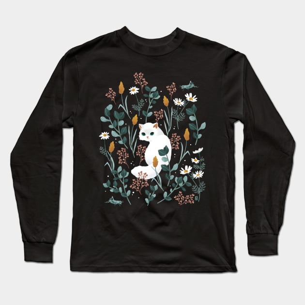 Cat in the meadow Long Sleeve T-Shirt by Freeminds